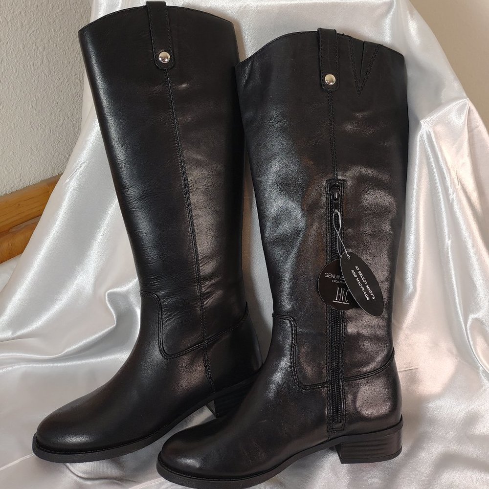 INC Fawne Leather Riding Boots - Black 6